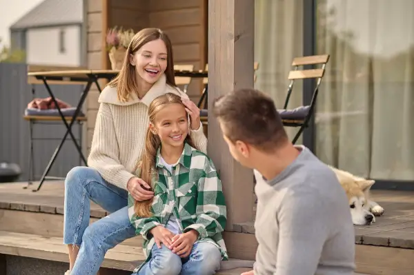 Parents discussing with teen